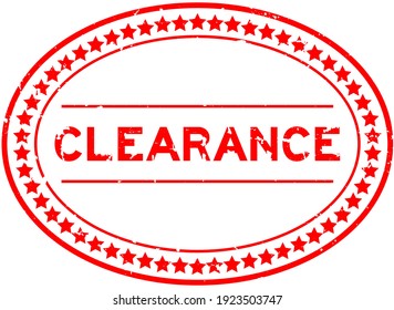 Grunge red clearance word oval rubber seal stamp on white background