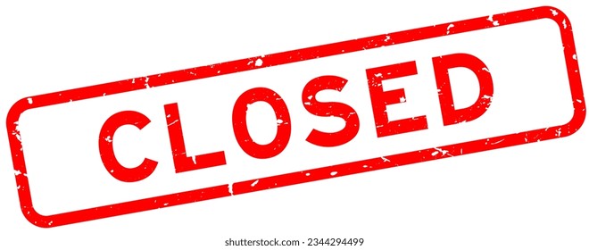 Grunge red closed word square rubber seal stamp on white background