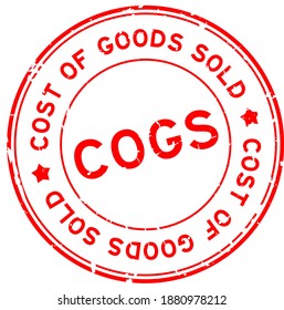 Grunge red COGS Cost of goods sold word round rubber seal stamp on white background