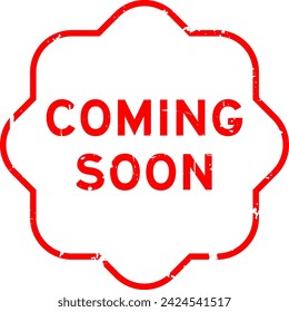 Grunge red coming soon word rubber seal stamp on white background