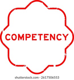 Grunge red competency word square rubber seal stamp on white background