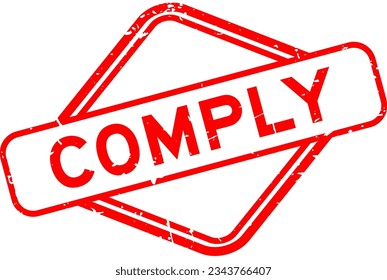 Grunge red comply word rubber seal stamp on white background