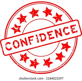 Grunge red confidence word with star icon round rubber seal stamp on white background - Shutterstock ID 2184023297