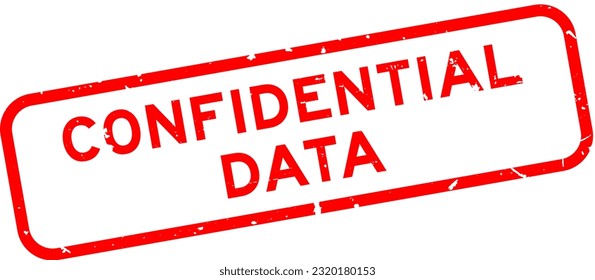 Grunge red confidential data word square rubber seal stamp on white background