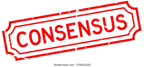 Grunge red consensus word rubber business seal stamp on white background