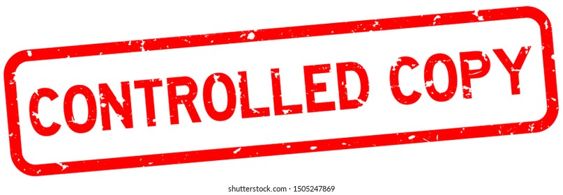 Grunge red controlled copy word square rubber seal stamp on white background
