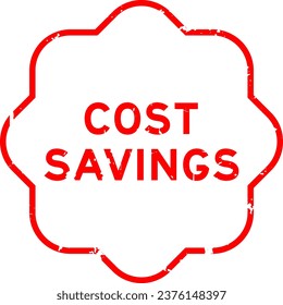 Grunge red cost savings word rubber seal stamp on white background