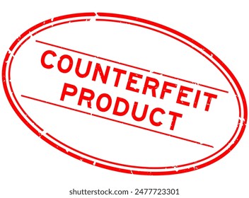 Grunge red counterfeit product word oval rubber seal stamp on white background