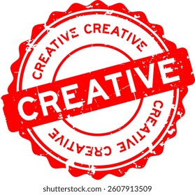 Grunge red creative word round rubber seal stamp on white background