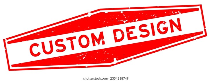 Grunge red custom design word hexagon rubber seal stamp on white background