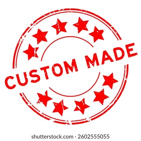 Grunge red custom made word round rubber seal stamp on white background
