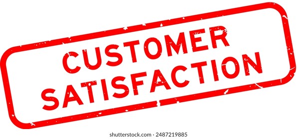 Grunge red customer satisfaction word square rubber seal stamp on white background