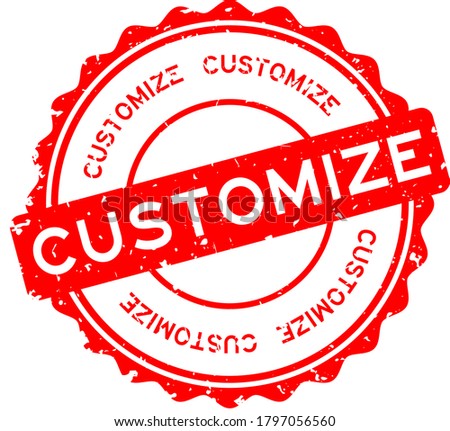 Grunge red customize word round rubber seal stamp on white background