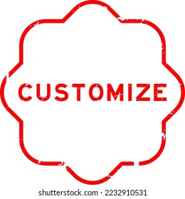 Grunge red customize word rubber seal stamp on white background