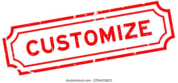 Grunge red customize word rubber seal stamp on white background