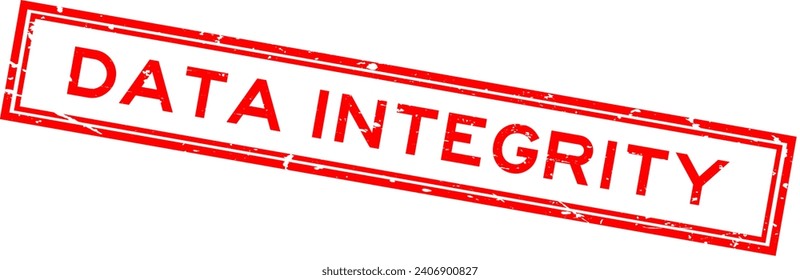 Grunge red data integrity word square rubber seal stamp on white background