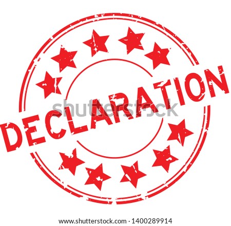 Grunge red declaration word round rubber seal stamp on white background