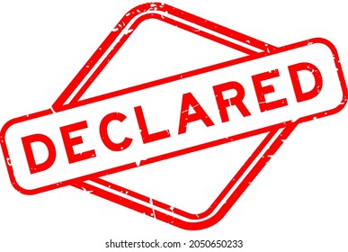 Grunge red declared word rubber seal stamp on white background