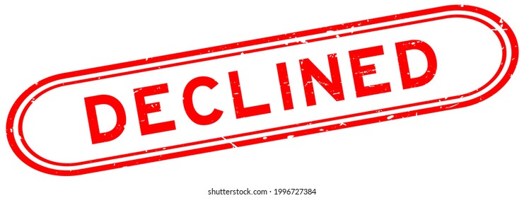 Grunge red declined word rubber seal stamp on white background