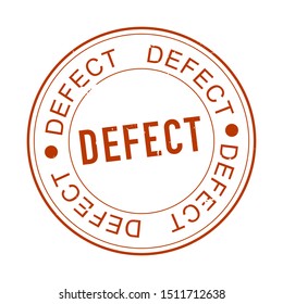 Grunge red defect word round rubber seal stamp on white background