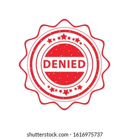 Grunge red denied word oval rubber seal stamp on white background