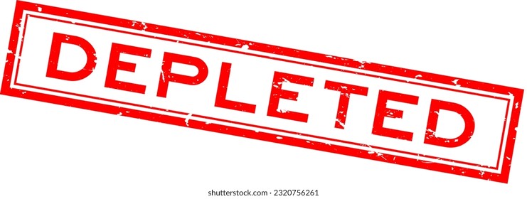 Grunge red depleted word square rubber stamp in white background
