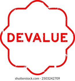 Grunge red devalue word rubber seal stamp on white background