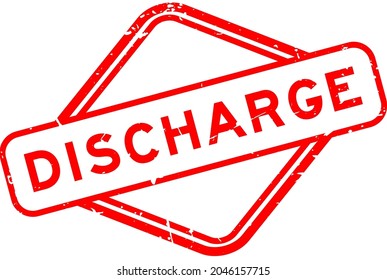 Grunge red discharge word rubber seal stamp on white background