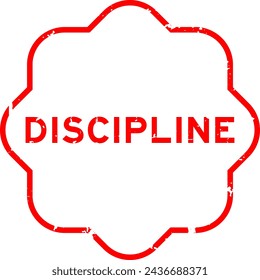 Grunge red discipline word rubber seal stamp on white background