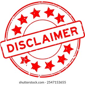 Grunge red disclaimer word round rubber seal stamp on white background
