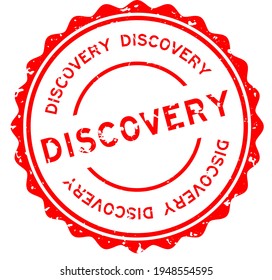 Grunge red discovery word round rubber seal stamp on white background