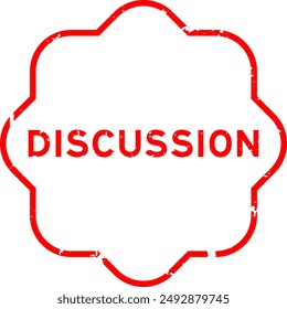 Grunge red discussion word rubber seal stamp on white background