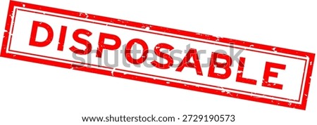 Grunge red disposable word square rubber seal stamp on white background