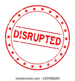 Grunge red disrupted word round rubber seal stamp on white background