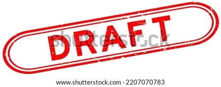 Grunge red draft word rubber seal stamp on white background