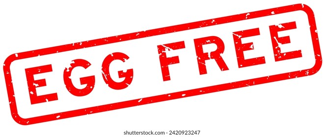Grunge red egg free word square rubber seal stamp on white background