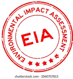 Grunge Red EIA Environmental Impact Assessment Word Round Rubber Seal Stamp On White Background