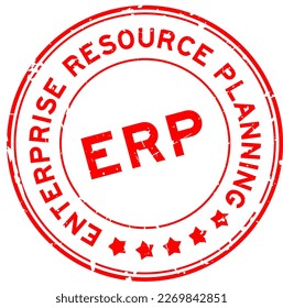 Grunge red ERP Enterprise Resource Planning word round rubber seal stamp on white background