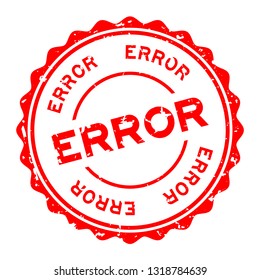 Grunge red error word round rubber seal stamp on white background