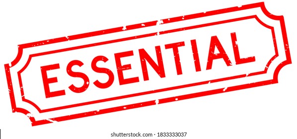 Grunge red essential word rubber business seal stamp on white background