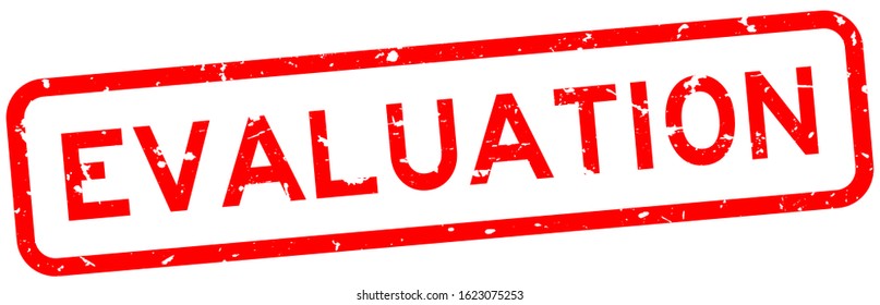 Grunge red evaluation word square rubber seal stamp on white background