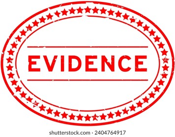 Grunge red evidence word oval rubber seal stamp on white background