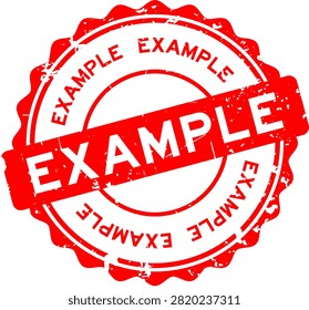 Grunge red example word round seal stamp on white background