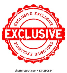 Grunge red exclusive round rubber seal stamp on white background