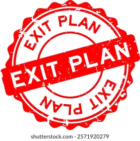 Grunge red exit plan word round seal stamp on white background