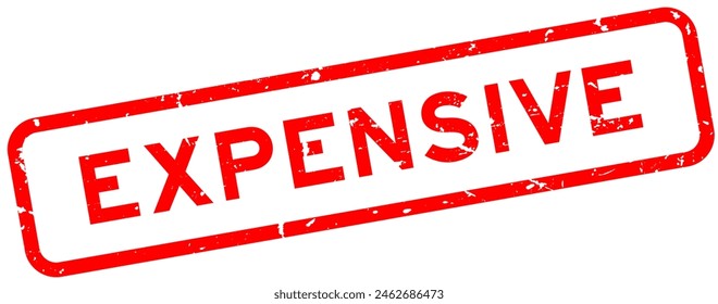 Grunge red expensive word square rubber seal stamp on white background
