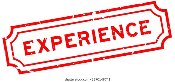 Grunge red experience word rubber seal stamp on white background