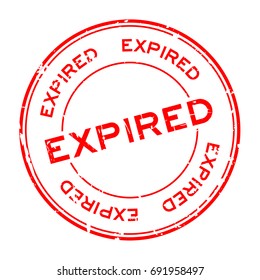Grunge red expired round rubber seal stamp on white background