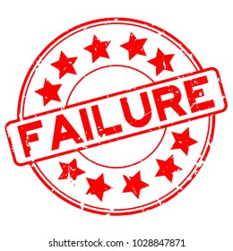 Grunge red failure word with star icon round rubber seal stamp on white background