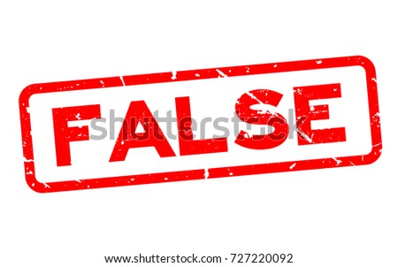 Grunge red false wording square rubber seal stamp on white background